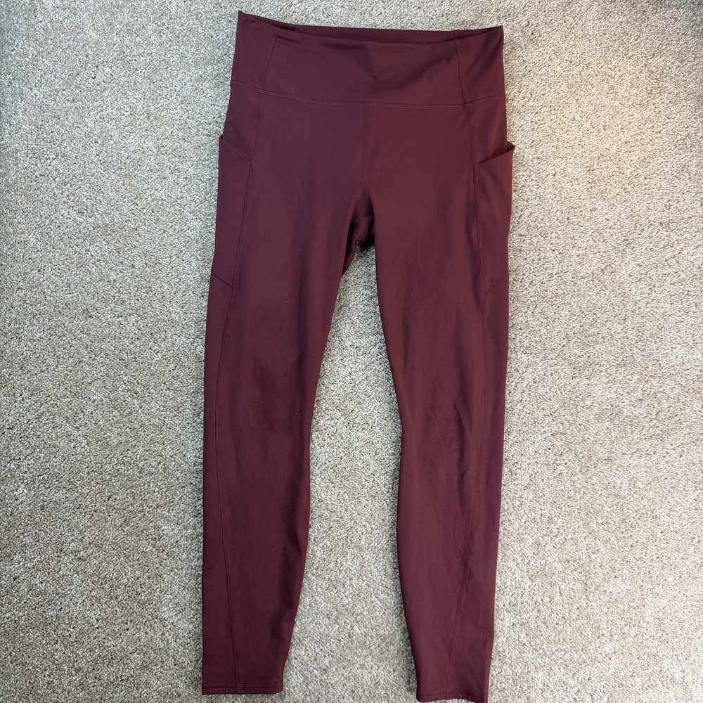 Fabletics Leggings Womens Small Red High Rise PureLuxe Ankle Pocket Yoga Pants